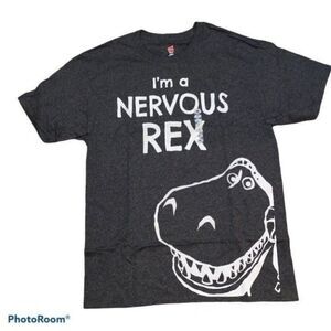 Disney T.rex t-shirt I'm a nervous REX gray shorts sleeve crew neck Sm new